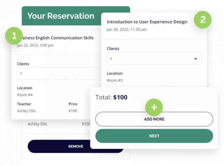 multiples servicios reservables