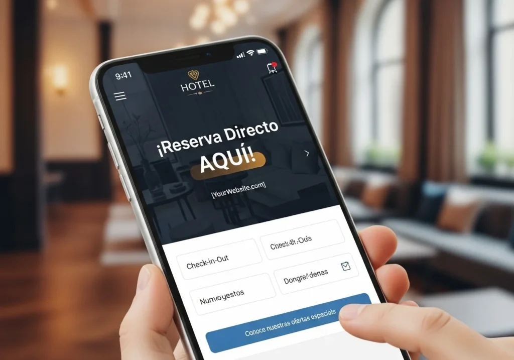 Principios ABCD para YouTube: Impulsa Reservas Directas de Tu Hotel 11 Sistema de reservas de hotel digital con tablet, móvil, laptop, automatización y booking directo para hoteles.