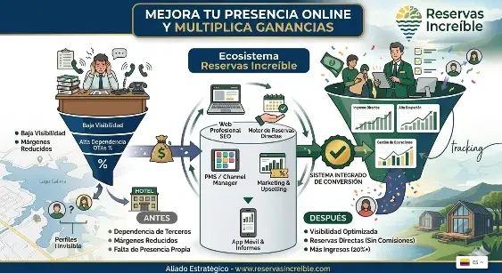 Mejora la Presencia de tu Hotel en Internet y Multiplica Ganancias 1 Ecosistema digital para hoteles: Aumenta tus reservas directas.